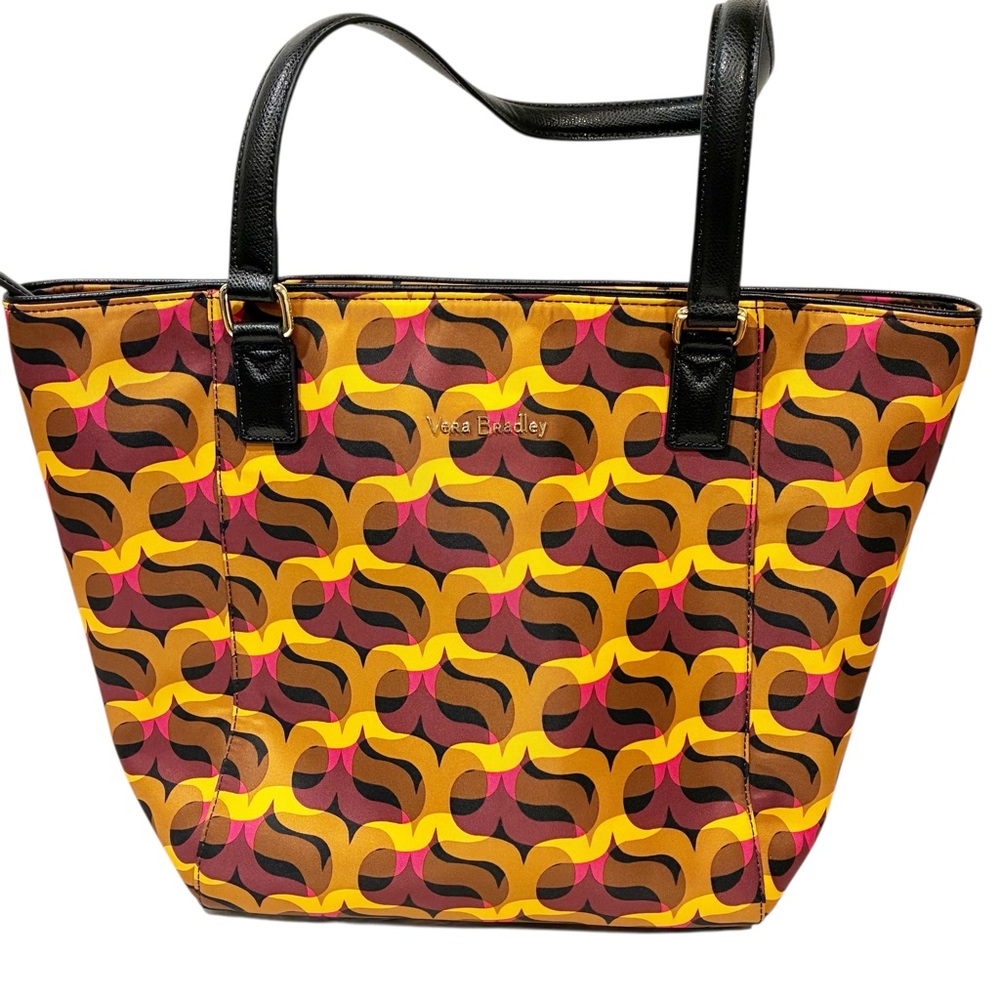 Vera Bradley Modern Lights Large Elle Travel Tote Nylon Crossgrain Leather NEW